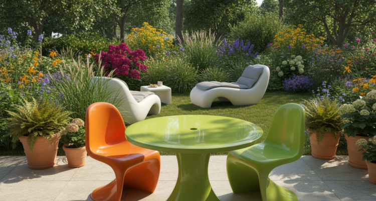 Gartenmöbel aus Kunststoff in verschiedenen Farben und Stilen