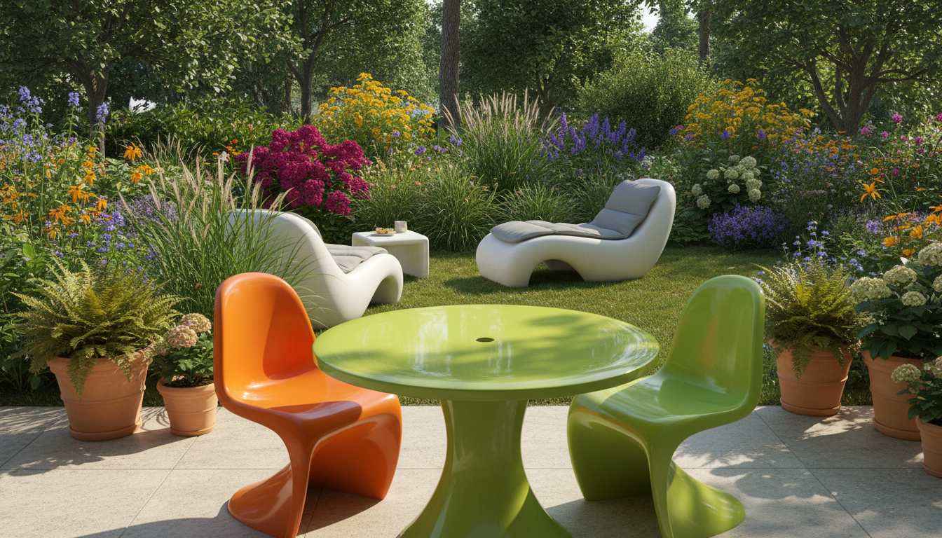 Gartenmöbel aus Kunststoff in verschiedenen Farben und Stilen