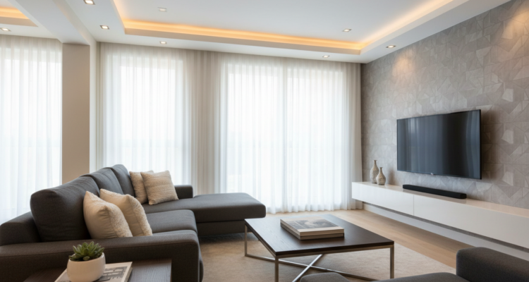 Halogen-Deckenleuchten in modernem Wohnzimmer