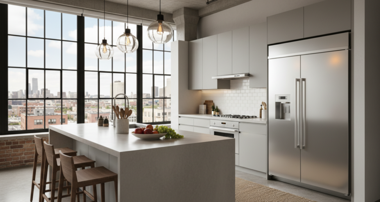 Moderne Loftküche mit offener Gestaltung und stilvollem Design