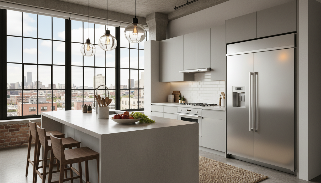 Moderne Loftküche mit offener Gestaltung und stilvollem Design